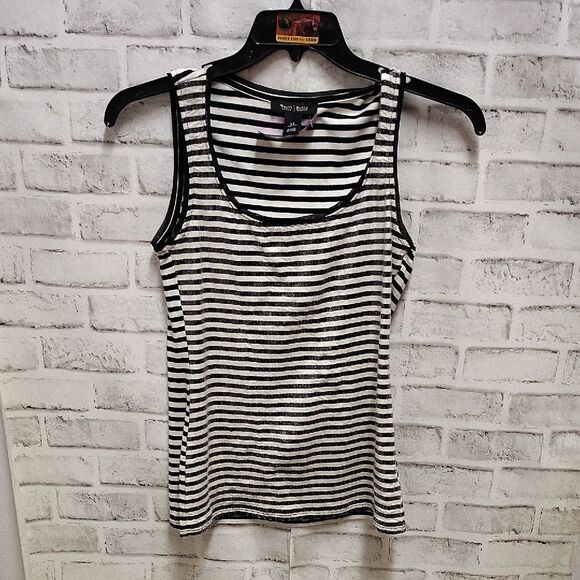 White House Black Market Fitted Black and White Sleeveless Tank - Picture 1 of 3